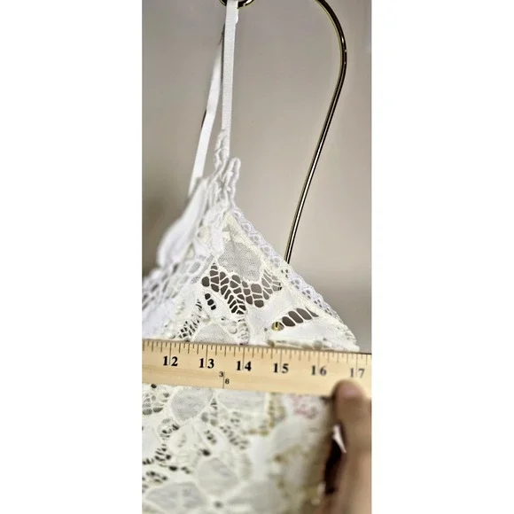 In Bloom By Jonquil Women's M Ivory Lace Sheer Chemise Criss Cross Back Bridal - Picture 9 of 15